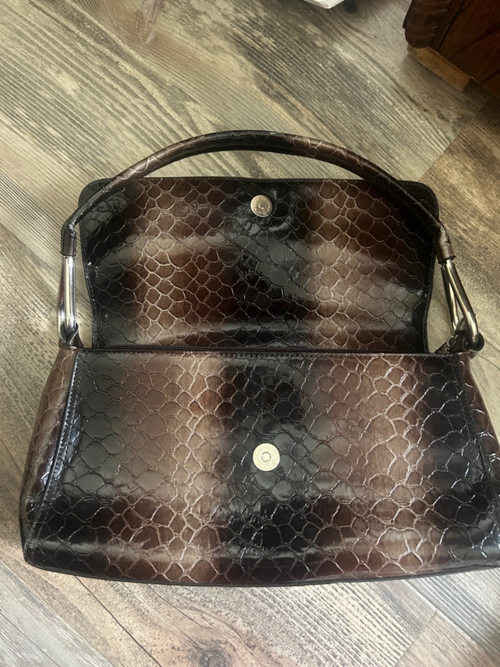 Prada Dark Brown Croc-Embossed Shoulder Bag - Picture 4 of 7